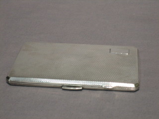 A silver cigarette case with engine turned decoration Birmingham 1921 6 ozs