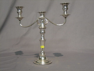 A silver plated 3 light candelabrum 13"