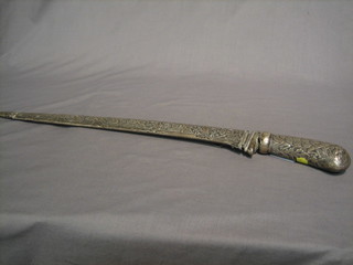 An Eastern dagger with silver scabbard 22"
