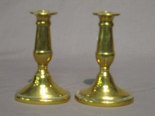 A pair of 19th Century brass candlesticks 6"
