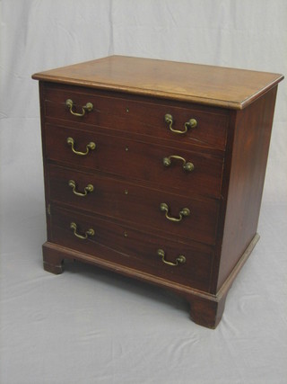 A 19th Century mahogany chest commode with hinged lid, raised on bracket feet 26"