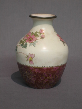 A Doulton Burslem club shaped vase with floral decoration, the base marked US Patent 314 002, 6"