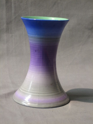 A Shelley blue and purple striped waisted vase 6"