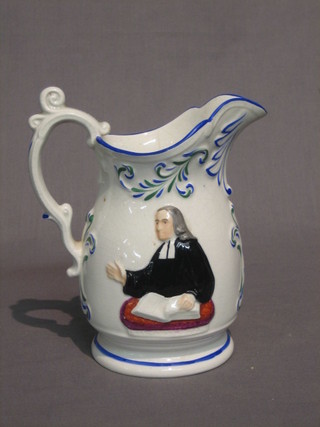 A 19th Century pottery jug decorated The Parson 7"