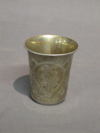 A Russian engraved silver beaker 3"