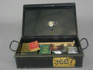 A bead box and a collection of curios etc