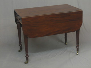 A Georgian mahogany Pembroke table, fitted 2 drawers raised on turned supports 36"