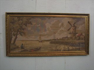 A machine made tapestry "The View of The Mill at Wisk" 23" x 51"