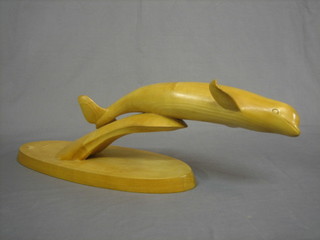 Wharton D S Lang, a carved wooden sculpture of a diving dolphin? 27" (f)