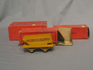 A Hornby O gauge Rotary tip wagon RS678 together with a fibre wagon RS693, boxed, a Hornby North Eastern Railways Goods Truck and a Horny O gauge tank engine boxed (4)