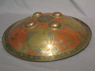 A pair of circular Benares brass shields 15"