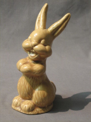 A brown glazed Wade Heath figure of a standing rabbit, 6 1/2"