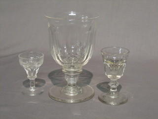 A 19th Century glass rummer, a toast master's glass and 1 other glass