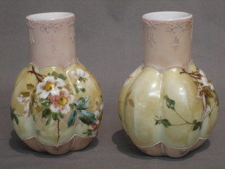 A pair of glass club shaped vases 7"