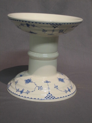 A Masons blue and white pottery ham stand, the base with blue Masons mark, marked By Masons Ironstone Denmark 8"