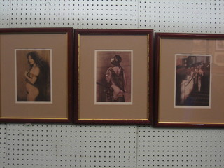 3 1920's style black and white photographs of naked ladies 8" x 6"