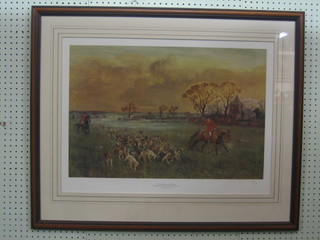 A limited edition coloured print "The Crawley and Horsham Stopping Hounds at Twineham Church" 1968 241/250 16" x 25"