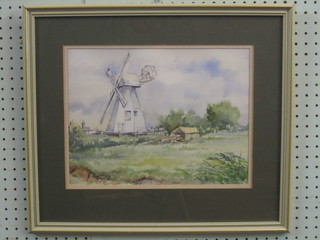 Watercolour "The White Mill Near Sandwich" monogrammed MS 10" x 13"