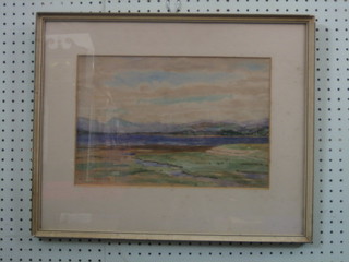 A. Ian Fleming, watercolour drawing "Mountain Scene with Lake" 10 1/2" x 10" signed and dated 1953