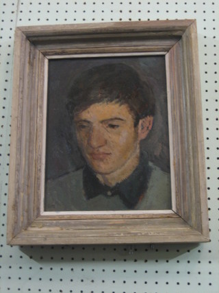 Anthony Morris, oil on board head and shoulders portrait "Norman" the reverse with Federation of British Arts Gallery label 12" x 9"