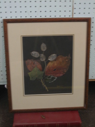 20th Century watercolour "Study of Leaves" 10" x 8" indistinctly signed