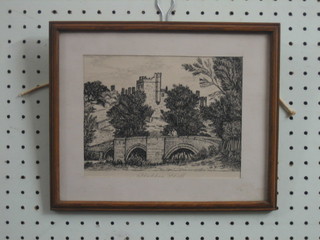 W Bilson, pencil drawing "Haddon Hall" 6" x 7 1/2"