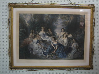 S.M.L. Imperatrice Des Francais, a coloured print of "Princess Eugenie with Ladies in Waiting" 24" x 34"