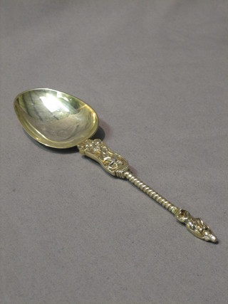 A Continental silver plated spoon, the handle decorated a figure of Mercury