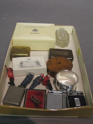 2 cigarette lighters and a collection of curios etc