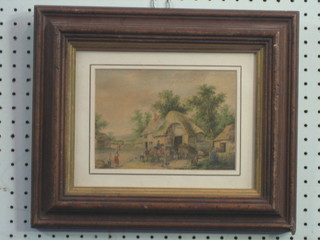 A  pair  of  19th  Century  coloured  prints  "Rural  Scenes   with Figures" 5" x 7"