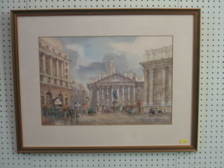 Paula  French,  watercolour  drawing "Mansion  House  and  The Royal Exchange" 12" x 18"