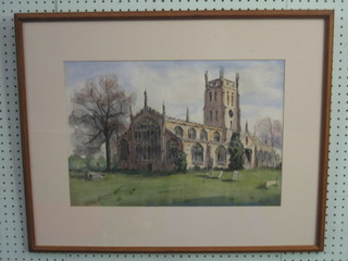 H  Dick  Broom,  watercolour  drawing  "Country  Church   with Churchyard" 13" x 19"