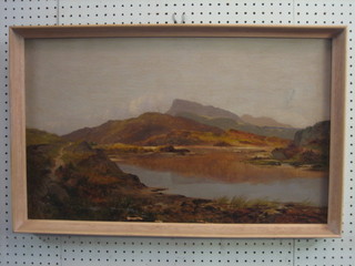 A Barandish Holt?, 19th Century oil on canvas "Lllynfilsi Wales" signed  and  dated  1877  16"  x  26"  (some  patches  and  holes, marked to reverse)