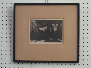 C  E  Cundall,  an etching "Ted's School Chelsea"  4"  x  5  1/2"