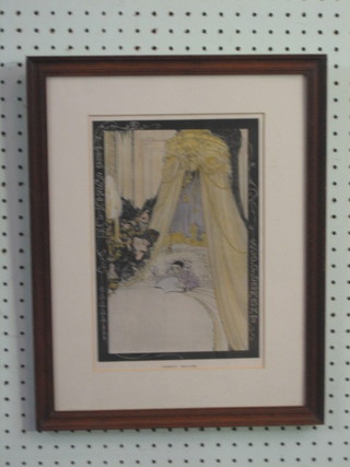 An  Art  Nouveau  coloured  print  "Pierrot  Malade"  10"  x   7"