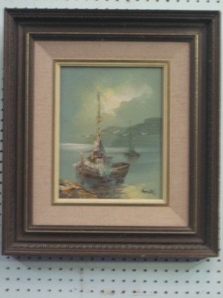 Atlas, 20th Century South African School, oil on board "Study of a Fishing Boat" 10" x 7"