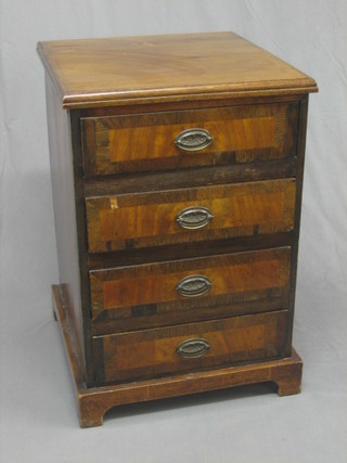 A  19th  Century  Continental  walnut  pedestal  chest  of  4  long drawers  with  brass  drop  handles,  raised  on  bracket  feet  32" (made up)