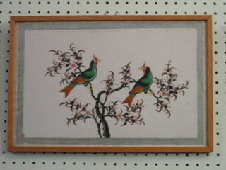 3 Eastern watercolours on rice paper "Studies of Birds" 7" x  13"
