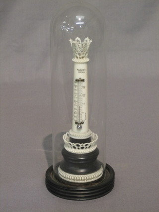 A  Victorian carved ivory thermometer in the form of an  obelisk marked Taroni of Hull 6"