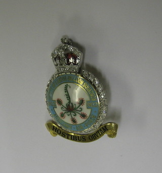 A   gold  enamelled  and  diamond  Royal  Auxiliary  Air   Force Sweetheart  brooch no. 902 County of London Balloon  Squadron in the form of a Squadron crest