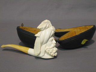 A carved Meerschaum pipe carved a Turks head