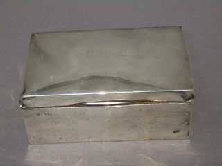 A  plain silver cigarette box with hinged lid Chester 1908 5  1/2"