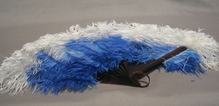 A blue ostrich feather fan