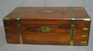 A Victorian mahogany brass banded writing slope with hinged lid 21"