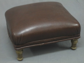 A  square  Edwardian  footstool, raised  on  turned  supports  24"