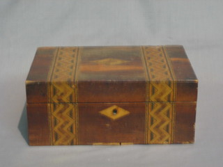A 19th Century trinket box with hinged lid 10"
