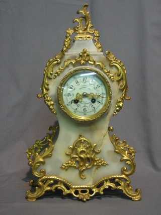 A   handsome  19th  Century  French  8  day   striking   clock contained in a marble balloon shaped case with gilt metal  mounts  throughout,  the porcelain dial marked A Illranco  Leforestier  Hr Paris