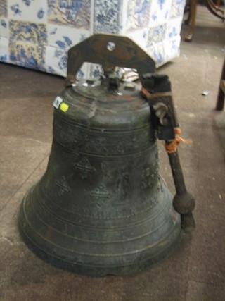 A  cast  bronze bell dated 1926 and  marked  Jemenomme  Marie Therese   (cracked   and  with  replacement   loop)   16"  