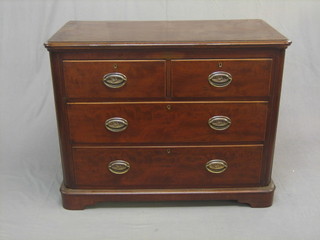 A  19th Century mahogany D shaped chest of 2 short and  2  long drawers, raised on a platform base 39"