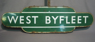 A  Southern  Eastern  Railway's,  green  enamelled  single  sided station sign, "West Byfleet" 26"